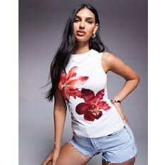 Hibiscus Flower Print Vest Top - White