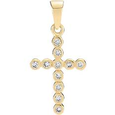 Lund Copenhagen 14 kt Guld Kors Vedhæng Med Diamanter 20x10mm