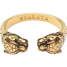 Guld - Herr Ringar Nialaya Men's Gold Plated Panther Ring - Guld