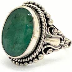 Bali Smaragd Stor Sten Silverring Med Filgran -