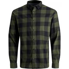Jack & Jones Men's Gingham Twill Shirt - Olive Green