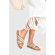 Brown Sandals boohoo Crochet Stripe Slip On Sandals - Brown