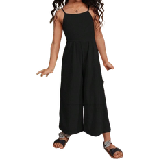 Svarta Jumpsuits Barnkläder Shein Young Girl SpringSummer Knit Solid Color Spaghetti Strap Jumpsuit For Holiday Leisure