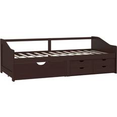 vidaXL Solid Pinewood Dark Brown Soffa 204cm 3-sits
