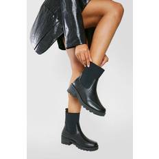 Black Chelsea Boots boohoo Elastic Panel Block Heel Chelsea Boots - Black