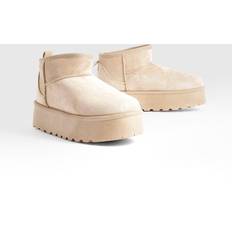 Brown Ankle Boots boohoo Platform Mini Cosy Boots - Brown