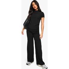 Ruffles Maternity & Nursing Wear boohoo Womens Maternity Ruched Side Tshirt Black
