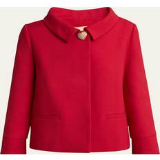 Women - Wool Jackets Valentino Garavani Crepe Couture Heart Button Jacket - Dark Red