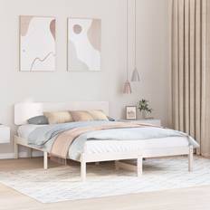 150 cm Senge vidaXL Sengestel med Hovedgærde 150 x 200 cm Hvid Rammeseng