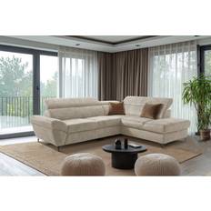 Fabric Corner Beige 93cm H x 256cm W x 210cm D
