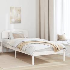 100 cm Senge vidaXL Sengestel med Hovedgærde 75x190 cm Massivt Træ Rammeseng