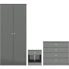 SECONIQUE 2 Door Bedroom Set Grey Gloss Wardrobe