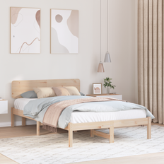 120 cm - Naturfarvet Senge vidaXL Sengestel Med Hovedgærde 120x200 cm Solid Fyrretræ Rammeseng