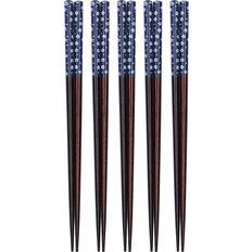 Blue Chopsticks Cosy@home 5 Pair Reusable Wood Blue L Chopsticks