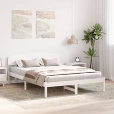 150 cm Senge vidaXL Sengestel med Hovedgærde 150x200 cm Massivt Træ Rammeseng