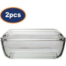 Luminarc Serving Platters & Trays Luminarc With Lid Tempered Glass 2pc Butter Dish