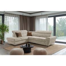 Fabric Corner Beige 93cm H x 256cm W x 210cm D