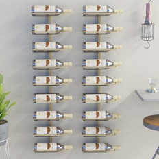 Gold Wine Racks vidaXL Wall-mounted for 9 Bottles 2 Pcs Wine Rack