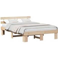 140 cm - 200 cm Rammesenge vidaXL Sengestel med Hovedgærde 140x200 cm Massivt Træ Rammeseng