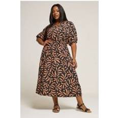 Leopard Dresses Yours Leaf Notch Neck Midaxi Dress - Brown