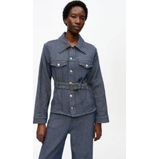 Ganni Dame Jakker Ganni Denim Jakke Heavy Twill Short - Blue Jacket Blue