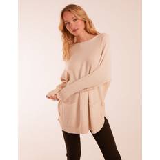 One Size - Women Jumpers Blue Vanilla Womens Pocket Slash Neck Jumper - Beige