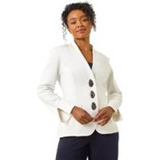 Florals Blazers Roman Petite Statement Button Blazer - Ivory
