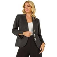 Florals Blazers Roman Petite Statement Button Blazer - Black