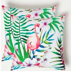 Scatter Cushions Homescapes Flamingo Outdoor 45 x 45 cm Set of 2 Scatter Cushion Pink (45x45cm)