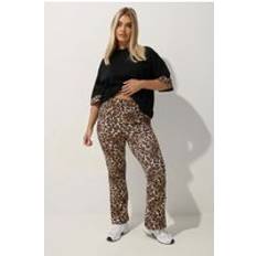 Leopard Tights & Stay-Ups Yours Leopard Fold Over Leggings - Brown