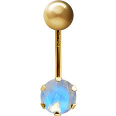 Jewelco London 9ct Gold 6mm Cubic Zirconia Belly Bar Piercing 10mm - Multi