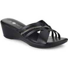 Pavers Wedge-Heeled Mules - Black