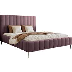 Betten & Matratzen Selsey Polsterbett Fiarro Metallfüßen Violett Velours 180x200 cm Lila Rahmenbett