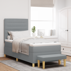 Senge & Madrasser vidaXL Box Spring Seng Med Madras Bænk Lysegrå 80x200 cm Kontinentalseng
