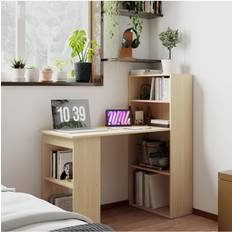 Beige Writing Desks Homcom 120cm Modern Computer Bookshelf Table Writing Desk