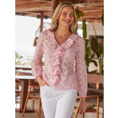 Broderie Ruffle Detail Cotton Blouse
