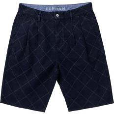 Denham Sasuke Cotton Pleated Shorts - Blue Dark