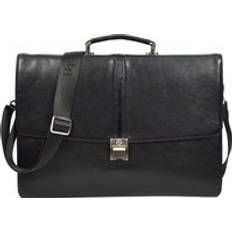 Leather Briefcases House of Leather Real Briefcase Classic Cross Body Organiser Bag - Black