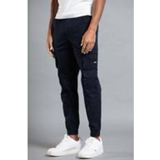 Belted Cotton Cargo Trousers - Navy