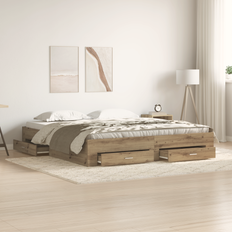 vidaXL Senge Ramme Med Skuffer Artisan Egetræ 180x200 cm Rammeseng