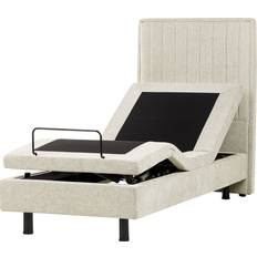 80cm Frame Beds Beliani Small Single 2ft6 Electric Beige Duke II Frame Bed