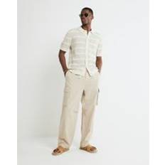 River Island Men Trousers River Island Cream Straight Leg Cargo Trousers - LGE