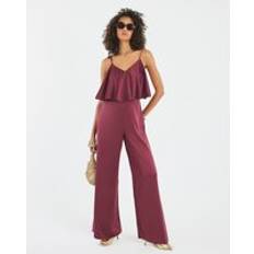 River Island Womens Purple Satin Sleeveless Frill Jumpsuit