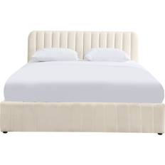 Lits et Matelas Homifab Coffre Adulte 140x190 cm Tête Velours Beig Lit avec Cadre