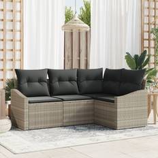 vidaXL Havens Sofa Sæt 4-Dele Beige Sort Hjørnesofa Loungesæt