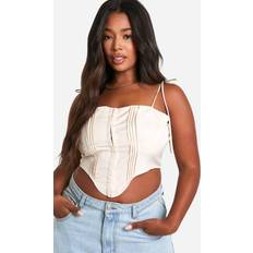 Corsets boohoo Womens Plus Seam Detail Corset Top - Cream
