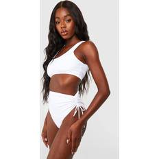 White - Women Bikini Tops boohoo Womens Control Scoop Bikini Top - White