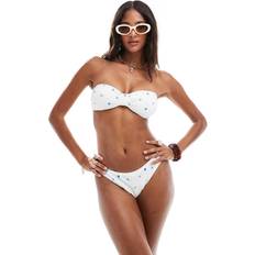 New Look Starfish Embroidered Bikini Bottoms - White