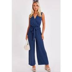 Stripes Jumpsuits & Overalls Quiz Blue Linen Striped Jumpsuit