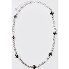 Herr - Svart Halsband boohooMAN Mens Cross Link Silver Necklace